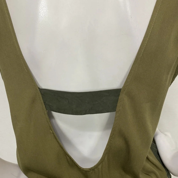 Shades of Grey by Micah Cohen Green Open Low Back Front Zip Jogger Jumpsuit Sz M - Picture 6 of 10